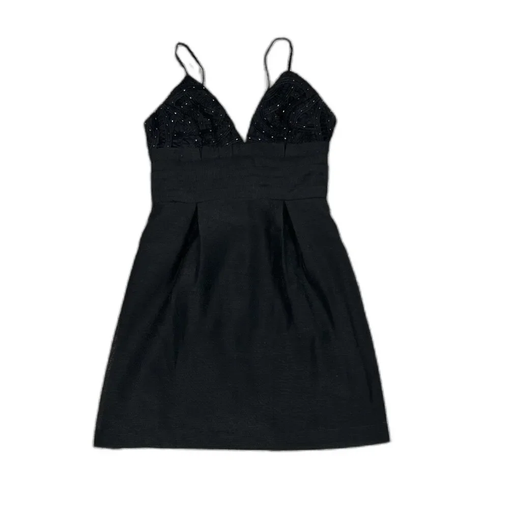 Free People We Go Together V-neck Mini Dress Womens 0 Cocktail Party LBD Black